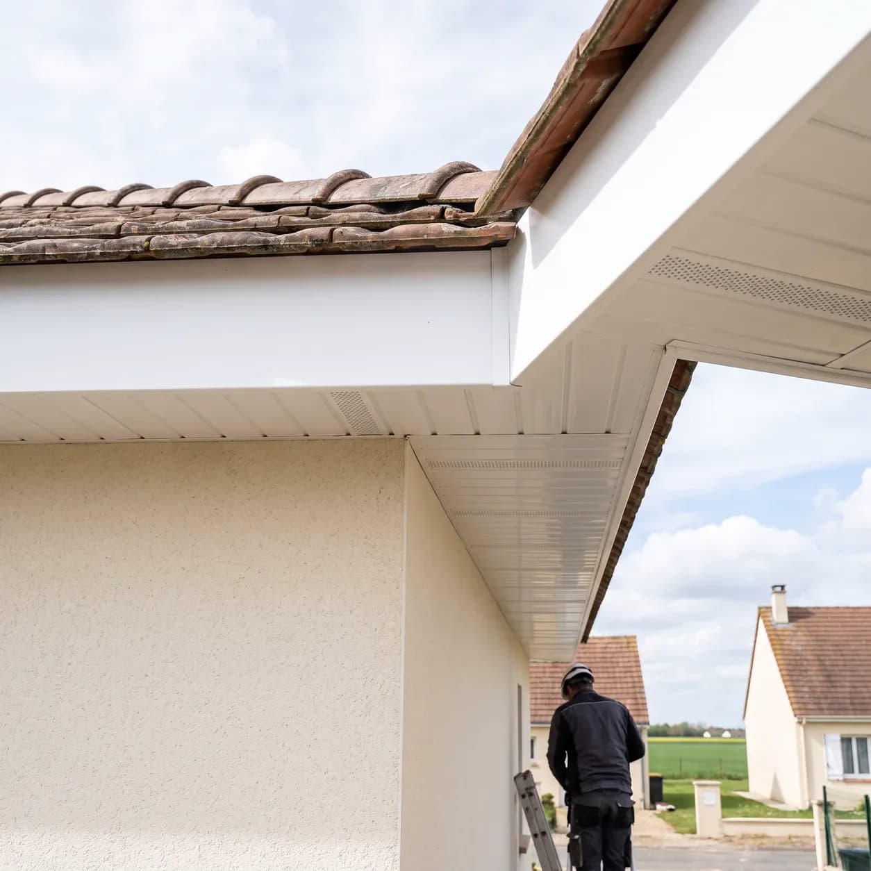 Habillage des dessous de toit en PVC – avant de toit neuf blanc